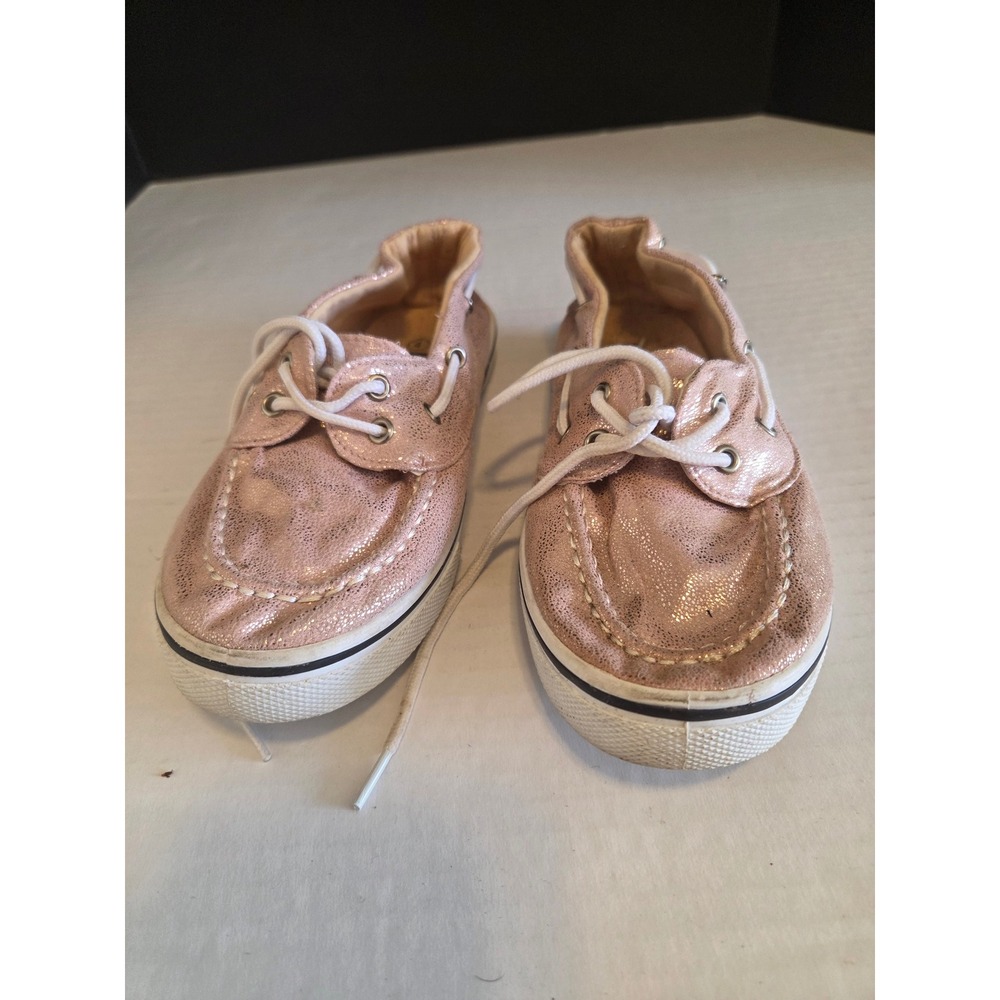 Blue Suede Shoes Rose Gold Metallic Boat Shoes Girls Size 4 Sparkle Flats